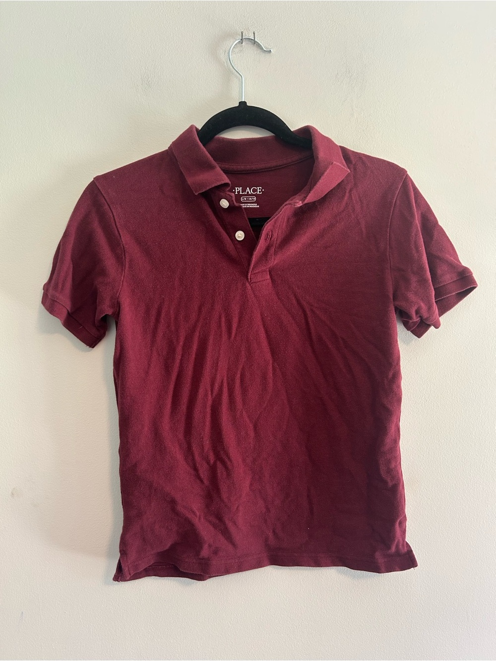 The Children's Place Boys' 10/12 Burgundy short sleeve collard Polo Shirt
